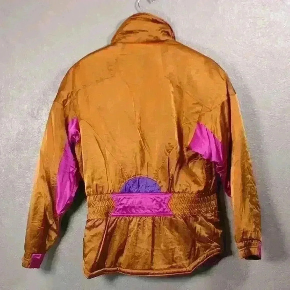 VINTAGE 80s Gerry Ski Snow Coat Metallic Copper Purple Space Age Women Large - Picture 2 of 16